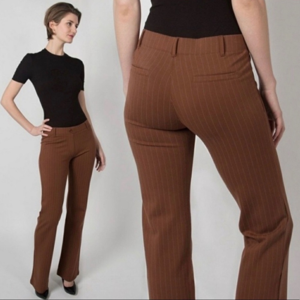 Betabrand Brown Pinstripe Classic Dress Yoga Pants Size Small